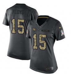 Nike Cardinals #15 Michael Floyd Black Womens Stitched NFL Limited 2016 Salute to Service Jersey