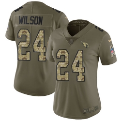 Nike Cardinals #24 Adrian Wilson Olive Camo Womens Stitched NFL Limited 2017 Salute to Service Jersey