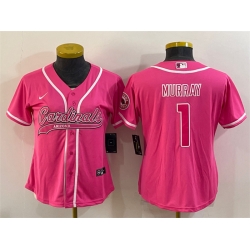 Women Arizona Cardinals 1 Kyler Murray Pink With Patch Cool Base Stitched Baseball Jersey