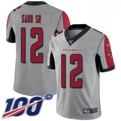 Falcons 12 Mohamed Sanu Sr Silver Men Stitched Football Limited Inverted Legend 100th Season Jersey