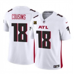 Men Atlanta Falcons 18 Kirk Cousins White 2024 F U S E With 4 Star C Patch Vapor Untouchable Limited Stitched Football Jersey