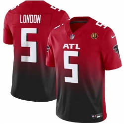 Men Atlanta Falcons 5 Drake London Red Black 2023 F U S E  With John Madden Patch Vapor Limited Stitched Football Jersey