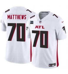 Men Atlanta Falcons 70 Jake Matthews White 2024 F U S E With 4 Star C Patch Vapor Untouchable Limited Stitched Football Jersey