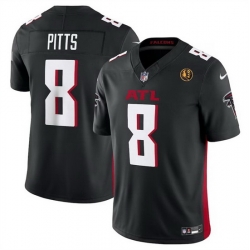 Men Atlanta Falcons 8 Kyle Pitts Black 2023 F U S E  With John Madden Patch Vapor Limited Stitched Football Jersey