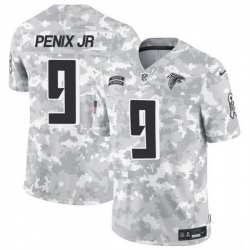 Men Atlanta Falcons 9 Michael Penix Jr  2024 F U S E Arctic Camo Salute To Service Limited Stitched Football Jersey