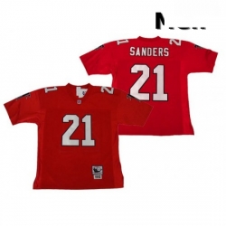 Men Mitchell and Ness Atlanta Falcons 21 Deion Sanders Authentic Red Throwback NFL Jersey