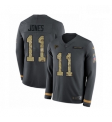 Men Nike Atlanta Falcons 11 Julio Jones Limited Black Salute to Service Therma Long Sleeve NFL Jersey