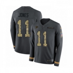 Men Nike Atlanta Falcons 11 Julio Jones Limited Black Salute to Service Therma Long Sleeve NFL Jersey