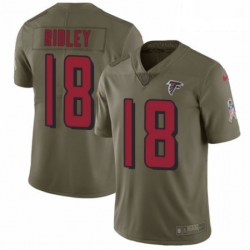 Men Nike Atlanta Falcons 18 Calvin Ridley Limited Olive 2017 Salute to Service NFL Jersey