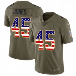 Men Nike Atlanta Falcons 45 Deion Jones Limited OliveUSA Flag 2017 Salute to Service NFL Jersey