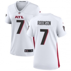 Women Atlanta Falcons 7 Bijan Robinson White 2023 Draft Stitched Jersey