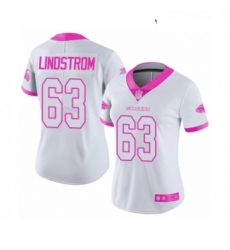 Womens Atlanta Falcons 63 Chris Lindstrom Limited White Pink Rush Fashion Football Jersey