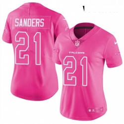 Womens Nike Atlanta Falcons 21 Deion Sanders Limited Pink Rush Fashion NFL Jersey