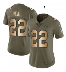 Womens Nike Atlanta Falcons 22 Keanu Neal Limited OliveGold 2017 Salute to Service NFL Jersey