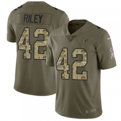 Youth Nike Falcons #42 Duke Riley Olive Camo Stitched NFL Limited 2017 Salute to Service Jersey