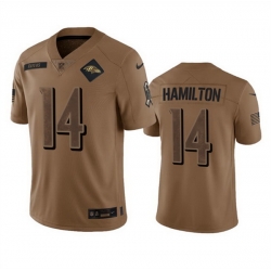 Men Baltimore Ravens 14 Kyle Hamilton 2023 Brown Salute To Service Limited Jersey