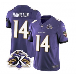 Men Baltimore Ravens 14 Kyle Hamilton Purple 2023 F U S E With Patch Throwback Vapor Limited Jersey