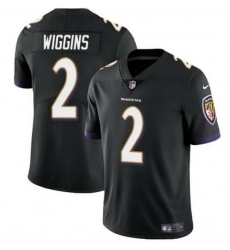 Men Baltimore Ravens 2 Nate Wiggins Black 2024 Draft Vapor Limited Football Jersey