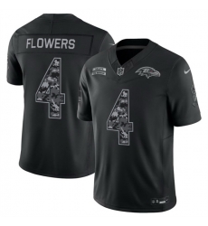 Men Baltimore Ravens  4 Zay Flowers Black F U S E  2026 Salute to Service Limited Stitched Football Jersey