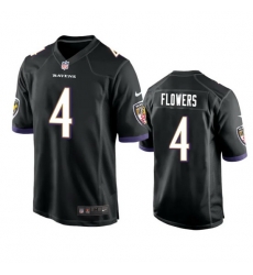 Men Baltimore Ravens 4 Zay Flowers Black Game Jersey