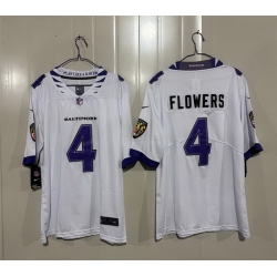 Men Baltimore Ravens  4 Zay Flowers White 2026 Vapor Stitched Limited Football Jersey