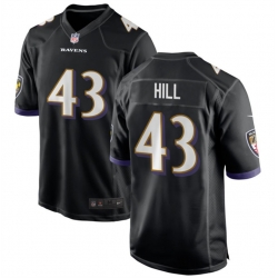 Men Baltimore Ravens 43 Justice Hill Black Game Football Jersey