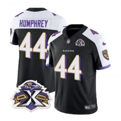 Men Baltimore Ravens 44 Marlon Humphrey Black White 2023 F U S E With Patch Throwback Vapor Limited Jersey