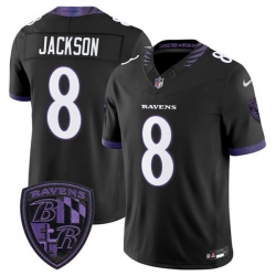 Men Baltimore Ravens  8 Lamar Jackson Black 2026 F U S E  Alternate Vapor Stitched Limited Football Jersey