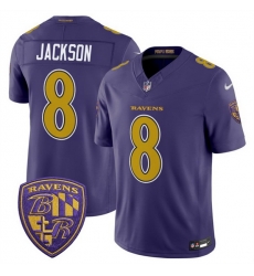 Men Baltimore Ravens  8 Lamar Jackson Purple 2026 F U S E  Alternate Vapor Stitched Limited Football Jersey