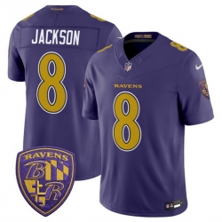 Men Baltimore Ravens  8 Lamar Jackson Purple 2026 F U S E  Alternate Vapor Stitched Limited Football Jersey