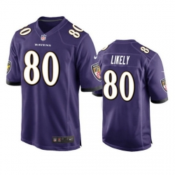 Men Baltimore Ravens 80 Isaiah Likely Purple Game Jersey