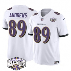 Men Baltimore Ravens 89 Mark Andrews White F U S E 2024 AFC North Division Champions Vapor Limited Football Jersey