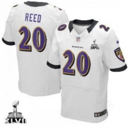 Men Ravens #20 Reed White Elite Jersey