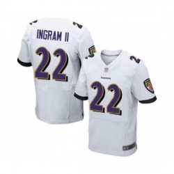 Mens Baltimore Ravens 22 Mark Ingram II Elite White Football Jersey