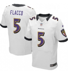 Mens Nike Baltimore Ravens 5 Joe Flacco Elite White NFL Jersey
