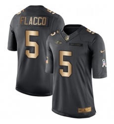 Mens Nike Baltimore Ravens 5 Joe Flacco Limited BlackGold Salute to Service NFL Jersey