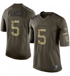 Mens Nike Baltimore Ravens 5 Joe Flacco Limited Green Salute to Service NFL Jersey