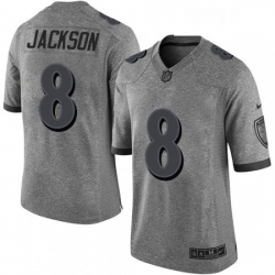 Mens Nike Baltimore Ravens 8 Lamar Jackson Limited Gray Gridiron NFL Jersey