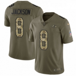 Mens Nike Baltimore Ravens 8 Lamar Jackson Limited OliveCamo Salute to Service NFL Jersey