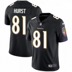 Mens Nike Baltimore Ravens 81 Hayden Hurst Black Alternate Vapor Untouchable Limited Player NFL Jersey