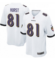 Mens Nike Baltimore Ravens 81 Hayden Hurst Game White NFL Jersey