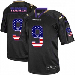 Mens Nike Baltimore Ravens 9 Justin Tucker Elite Black USA Flag Fashion NFL Jersey