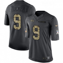 Mens Nike Baltimore Ravens 9 Justin Tucker Limited Black 2016 Salute to Service NFL Jersey