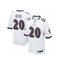 Nike Baltimore Ravens 20 Ed Reed White Game NFL Jersey