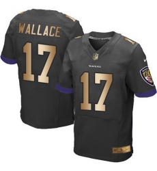 Nike Ravens #17 Mike Wallace Black Alternate Mens Stitched NFL New Elite Gold Jersey