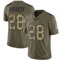 Nike Ravens #28 Anthony Averett Olive Camo Mens Stitched NFL Limited 2017 Salute To Service Jersey