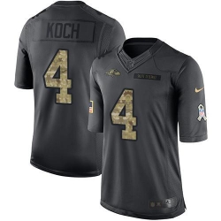 Nike Ravens #4 Sam Koch Black Mens Stitched NFL Limited 2016 Salute to Service Jersey