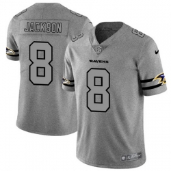 Nike Ravens 8 Lamar Jackson 2019 Gray Gridiron Gray Vapor Untouchable Limited Jersey