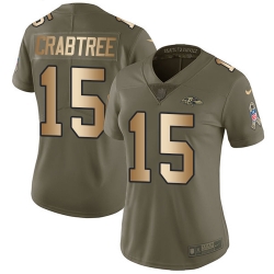 Nike Ravens #15 Michael Crabtree Olive Gold Womens Stitched NFL Limited 2017 Salute to Service Jersey