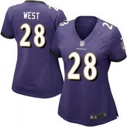 Nike Ravens 28 Terrance West Purple Team Color Womens Stitched NFL New Elite Jersey